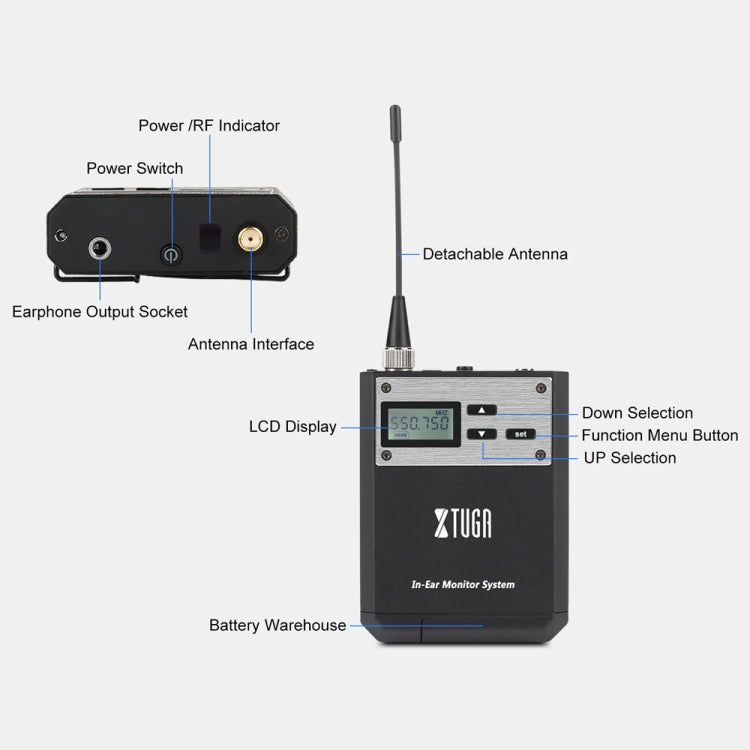 XTUGA  IEM1100 Professional Wireless In Ear Monitor System 4 BodyPacks(AU Plug) - Microphone by XTUGA | Online Shopping South Africa | PMC Jewellery | Buy Now Pay Later Mobicred