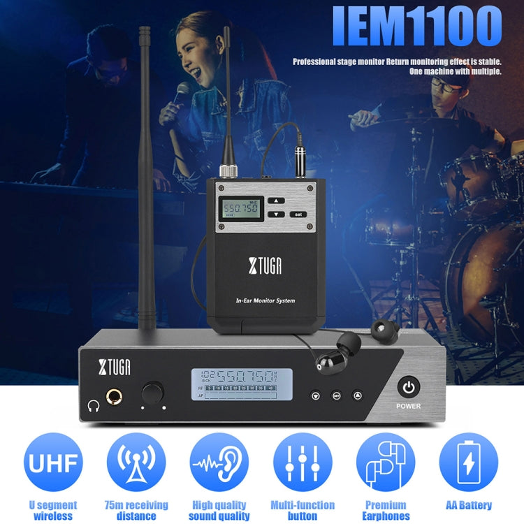 XTUGA  IEM1100 Professional Wireless In Ear Monitor System 4 BodyPacks(EU Plug) - Microphone by XTUGA | Online Shopping South Africa | PMC Jewellery | Buy Now Pay Later Mobicred