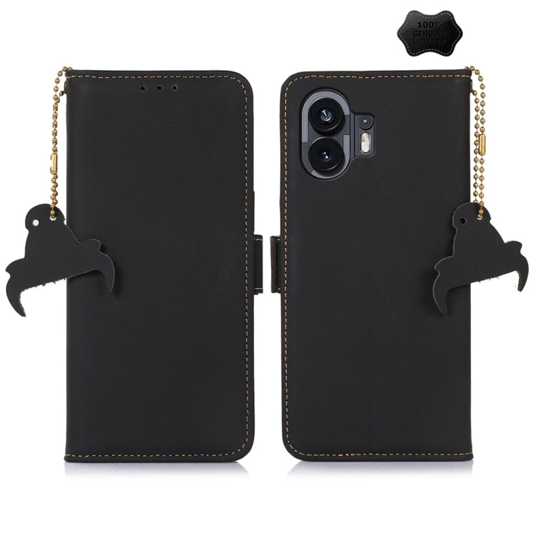 For Nothing Phone 2 Genuine Leather Magnetic RFID Leather Phone Case(Black) - More Brand by PMC Jewellery | Online Shopping South Africa | PMC Jewellery | Buy Now Pay Later Mobicred