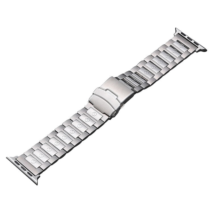 For Apple Watch SE 2022 44mm Safety Buckle Titanium Steel Watch Band(Silver) - Watch Bands by PMC Jewellery | Online Shopping South Africa | PMC Jewellery