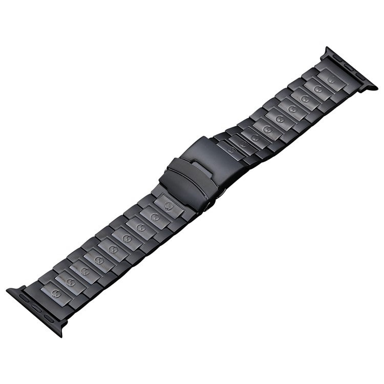 For Apple Watch Series 3 42mm Safety Buckle Titanium Steel Watch Band(Black) - Watch Bands by PMC Jewellery | Online Shopping South Africa | PMC Jewellery