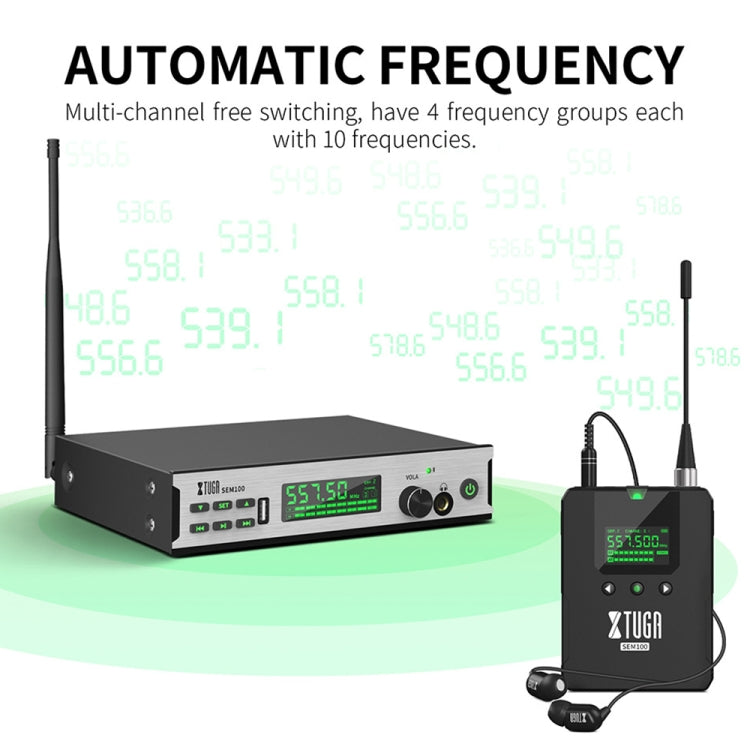 XTUGA SEM100 Professional Wireless In Ear Monitor System 2 BodyPacks(US Plug) - Microphone by XTUGA | Online Shopping South Africa | PMC Jewellery | Buy Now Pay Later Mobicred