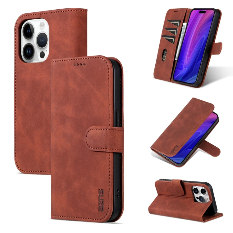 For iPhone 15 Pro Max AZNS Skin Feel Calf Texture Flip Leather Phone Case(Brown) - iPhone 15 Pro Max Cases by AZNS | Online Shopping South Africa | PMC Jewellery | Buy Now Pay Later Mobicred