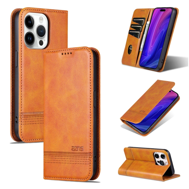 For iPhone 16 Pro Max AZNS Magnetic Calf Texture Flip Leather Phone Case(Light Brown) - iPhone 16 Pro Max Cases by AZNS | Online Shopping South Africa | PMC Jewellery | Buy Now Pay Later Mobicred