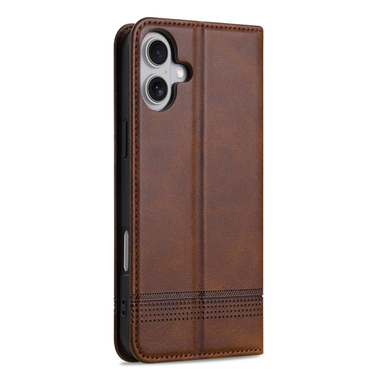 For iPhone 16 Plus AZNS Magnetic Calf Texture Flip Leather Phone Case(Dark Brown) - iPhone 16 Plus Cases by AZNS | Online Shopping South Africa | PMC Jewellery | Buy Now Pay Later Mobicred