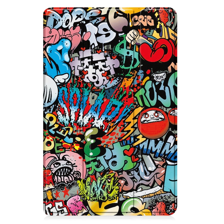 For Samsung Galaxy Tab A9 Custer Painted 3-Fold Holder Smart Leather Tablet Case(Graffiti) - Galaxy Tab A9 by PMC Jewellery | Online Shopping South Africa | PMC Jewellery