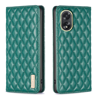 For OPPO A38 4G Diamond Lattice Magnetic Leather Flip Phone Case(Green) - A38 Cases by PMC Jewellery | Online Shopping South Africa | PMC Jewellery | Buy Now Pay Later Mobicred