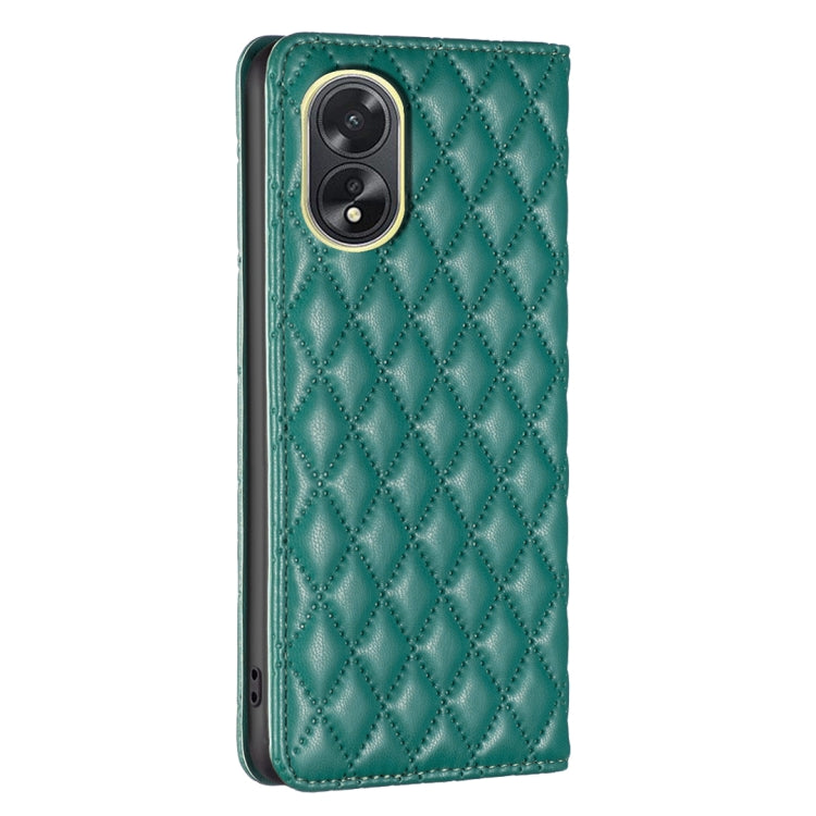 For OPPO A38 4G Diamond Lattice Magnetic Leather Flip Phone Case(Green) - A38 Cases by PMC Jewellery | Online Shopping South Africa | PMC Jewellery | Buy Now Pay Later Mobicred