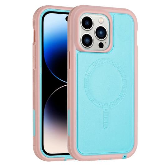 For iPhone 15 Pro Max Defender Series XT MagSafe Magnetic PC + TPU Shockproof Phone Case(Turquoise+Pink) - iPhone 15 Pro Max Cases by PMC Jewellery | Online Shopping South Africa | PMC Jewellery