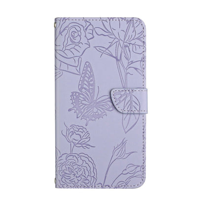 For Motorola Moto G84 HT03 Skin Feel Butterfly Embossed Flip Leather Phone Case(Purple) - Motorola Cases by PMC Jewellery | Online Shopping South Africa | PMC Jewellery | Buy Now Pay Later Mobicred