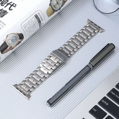 For Apple Watch Series 8 45mm Five Beads Titanium Steel Watch Band(Silver) - Watch Bands by PMC Jewellery | Online Shopping South Africa | PMC Jewellery