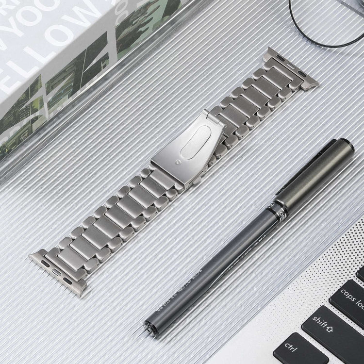 For Apple Watch SE 44mm Five Beads Titanium Steel Watch Band(Silver) - Watch Bands by PMC TechLife | Online Shopping South Africa | PMC TechLife