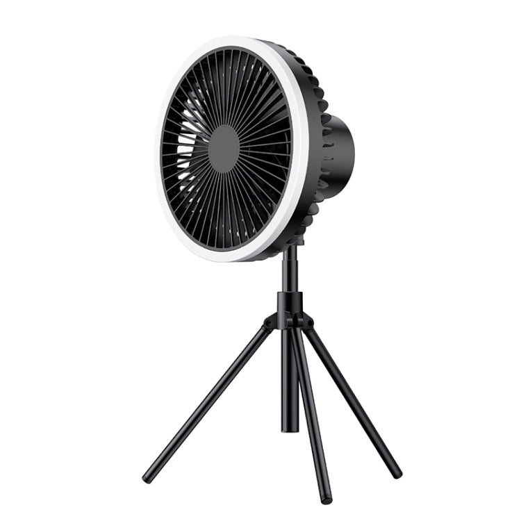 DQ216 10000mAh Outdoor Portable Liftable Swivel Head Camping Fan Tent Hanging Vertical Colorful Light with Remote Control(Black) - Electric Fans by PMC Jewellery | Online Shopping South Africa | PMC Jewellery | Buy Now Pay Later Mobicred