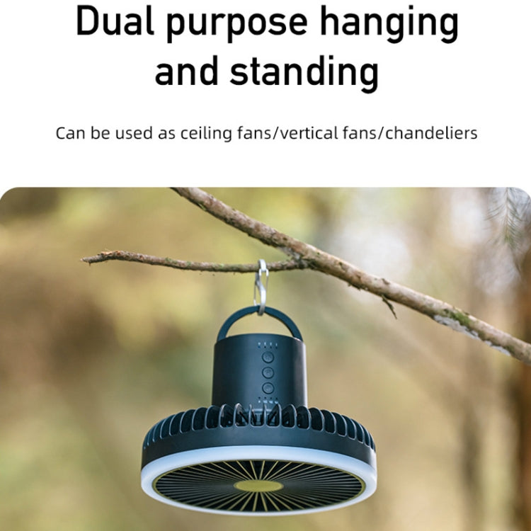 DQ216 10000mAh Outdoor Portable Liftable Swivel Head Camping Fan Tent Hanging Vertical Colorful Light with Remote Control(Black) - Electric Fans by PMC Jewellery | Online Shopping South Africa | PMC Jewellery | Buy Now Pay Later Mobicred