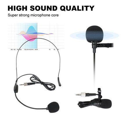 XTUGA A140-B Wireless Microphone System 4 BodyPack Headset Lavalier Microphone(UK Plug) - Microphone by XTUGA | Online Shopping South Africa | PMC Jewellery | Buy Now Pay Later Mobicred