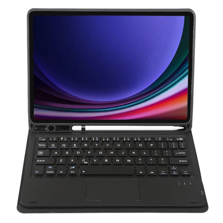 For Samsung Galaxy Tab S9 FE A710B-A Candy Color TPU Touch Bluetooth Keyboard Leather Tablet Case with Pen Holder(Black) - Samsung Keyboard by PMC TechLife | Online Shopping South Africa | PMC TechLife