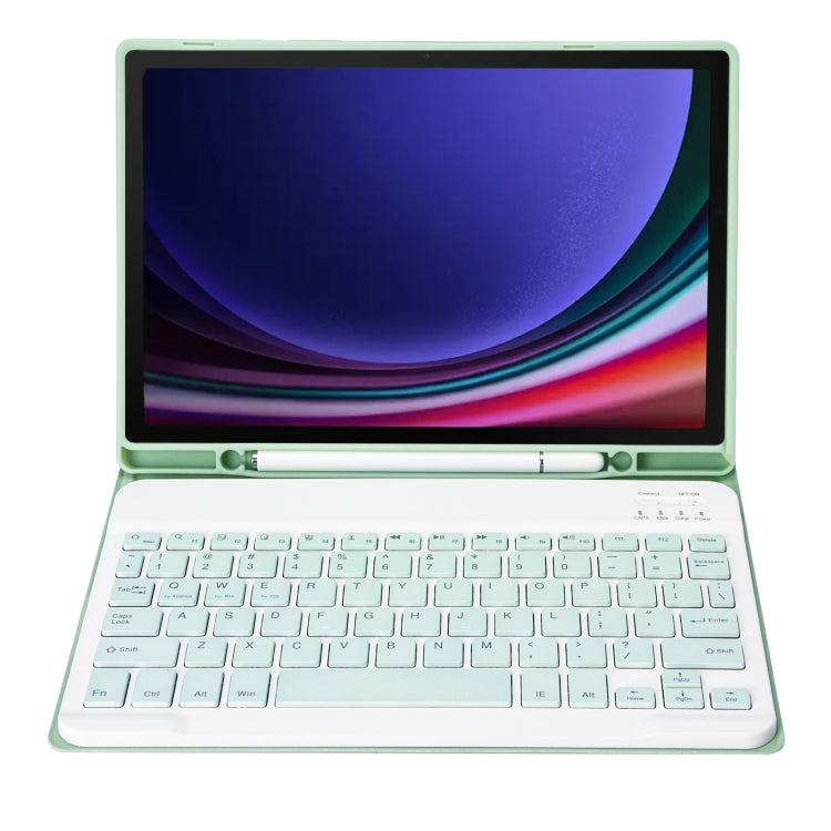 For Samsung Galaxy Tab S9 FE A710B Candy Color TPU Bluetooth Keyboard Leather Tablet Case with Pen Holder(Light Green) - Samsung Keyboard by PMC Jewellery | Online Shopping South Africa | PMC Jewellery