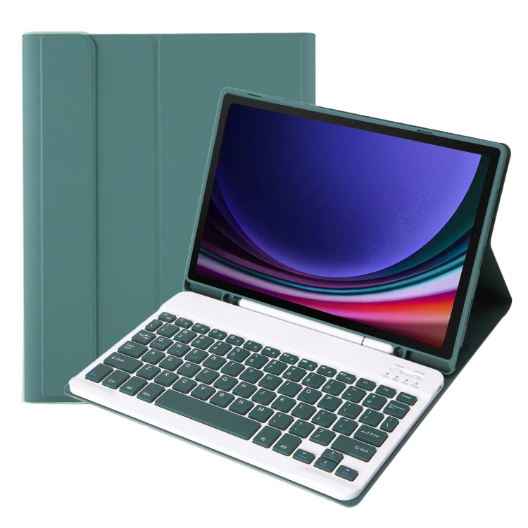 For Samsung Galaxy Tab S9 FE A710B Candy Color TPU Bluetooth Keyboard Leather Tablet Case with Pen Holder(Dark Green) - Samsung Keyboard by PMC Jewellery | Online Shopping South Africa | PMC Jewellery