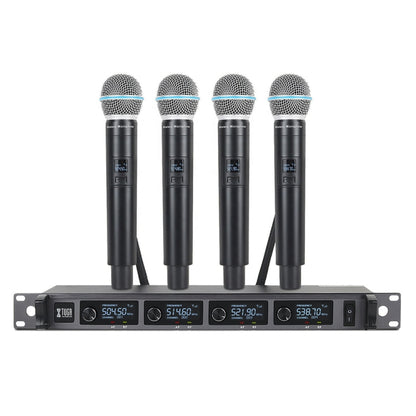 XTUGA A140-H Wireless Microphone System 4 Channel UHF Handheld Microphone(US Plug) - Microphone by XTUGA | Online Shopping South Africa | PMC Jewellery | Buy Now Pay Later Mobicred