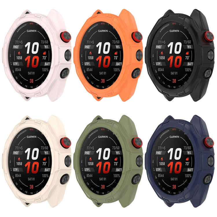 For Garmin Approach S70 42mm Armor Hollow Watch Protective Case(Light Pink) - Watch Cases by PMC TechLife | Online Shopping South Africa | PMC TechLife