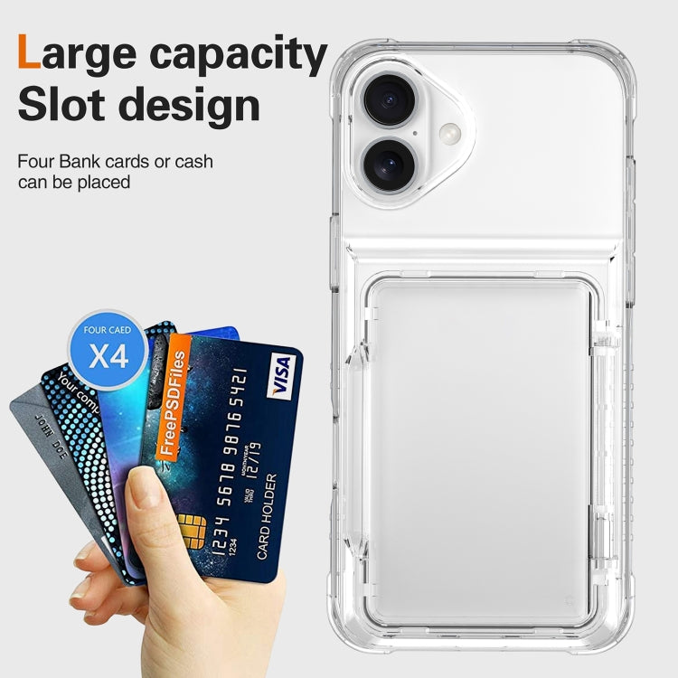 For iPhone 16 Crystal Clear Flip Card Slot Phone Case(Transparent) - iPhone 16 Cases by PMC Jewellery | Online Shopping South Africa | PMC Jewellery | Buy Now Pay Later Mobicred