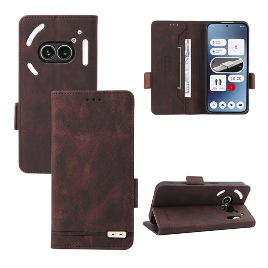 For Nothing Phone 2a Magnetic Clasp Leather Phone Case(Brown) - More Brand by PMC Jewellery | Online Shopping South Africa | PMC Jewellery | Buy Now Pay Later Mobicred