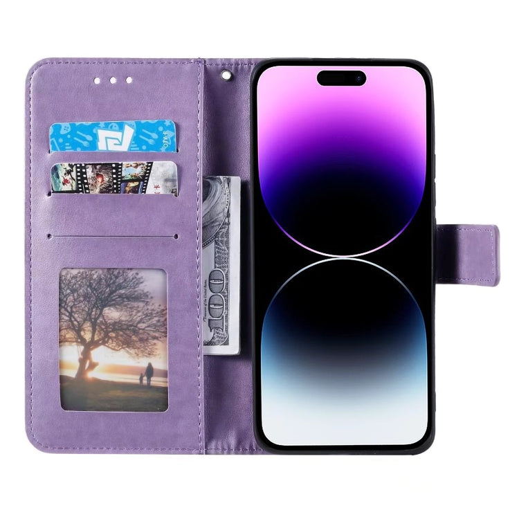 For iPhone 16 Pro Max Totem Flower Embossed Leather Phone Case(Purple) - iPhone 16 Pro Max Cases by PMC Jewellery | Online Shopping South Africa | PMC Jewellery | Buy Now Pay Later Mobicred