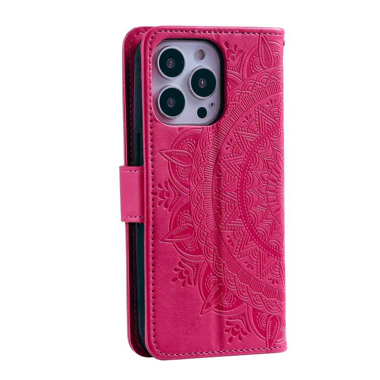 For iPhone 16 Pro Totem Flower Embossed Leather Phone Case(Red) - iPhone 16 Pro Cases by PMC Jewellery | Online Shopping South Africa | PMC Jewellery | Buy Now Pay Later Mobicred