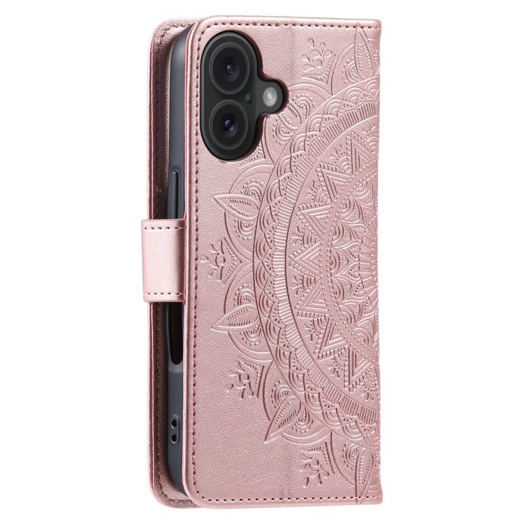 For iPhone 16 Plus Totem Flower Embossed Leather Phone Case(Gold) - iPhone 16 Plus Cases by PMC Jewellery | Online Shopping South Africa | PMC Jewellery | Buy Now Pay Later Mobicred