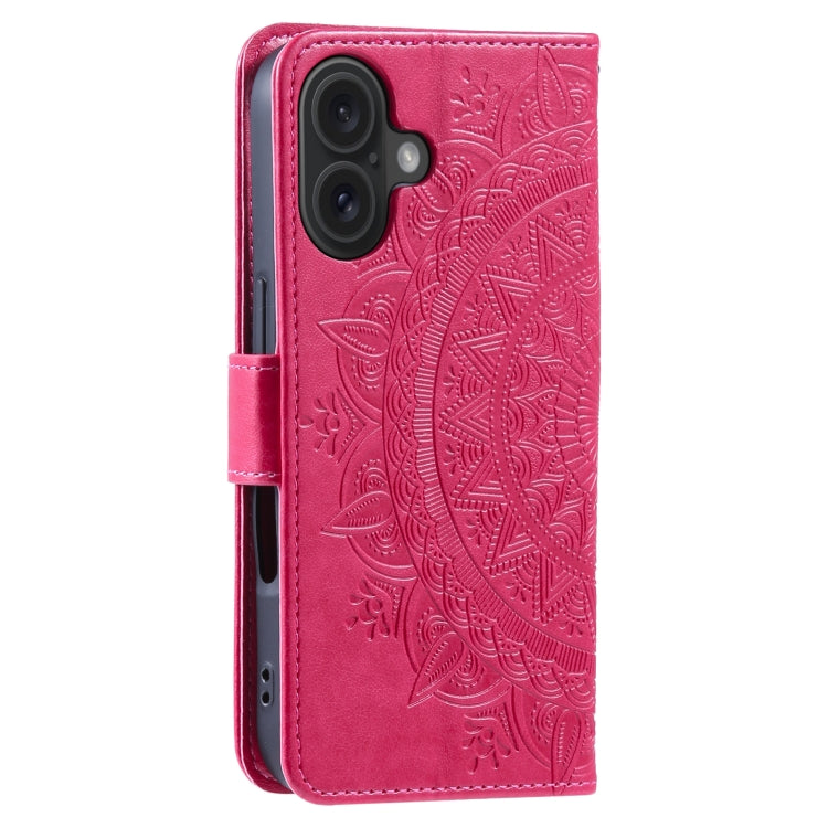 For iPhone 16 Plus Totem Flower Embossed Leather Phone Case(Red) - iPhone 16 Plus Cases by PMC Jewellery | Online Shopping South Africa | PMC Jewellery | Buy Now Pay Later Mobicred