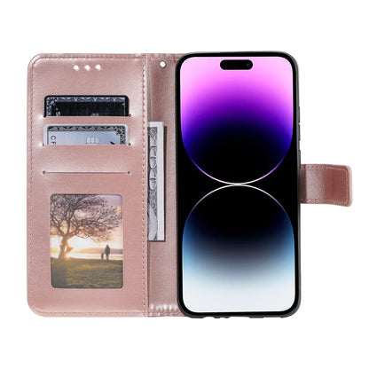 For iPhone 16 Totem Flower Embossed Leather Phone Case(Rose Gold) - iPhone 16 Cases by PMC Jewellery | Online Shopping South Africa | PMC Jewellery | Buy Now Pay Later Mobicred