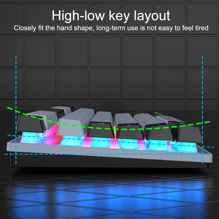 XUNFOX K10 87-Keys Rainbow Blacklit USB Wired Gaming Keyboard, Cable Length: 1.5m(Grey Black) - Wired Keyboard by PMC Jewellery | Online Shopping South Africa | PMC Jewellery | Buy Now Pay Later Mobicred