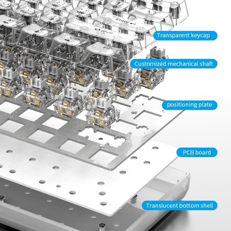 XUNFOX K30 Transparent 61-Keys Blacklit Wired Mechanical Keyboard, Cable Length: 1.5m(White) - Wired Keyboard by PMC Jewellery | Online Shopping South Africa | PMC Jewellery | Buy Now Pay Later Mobicred