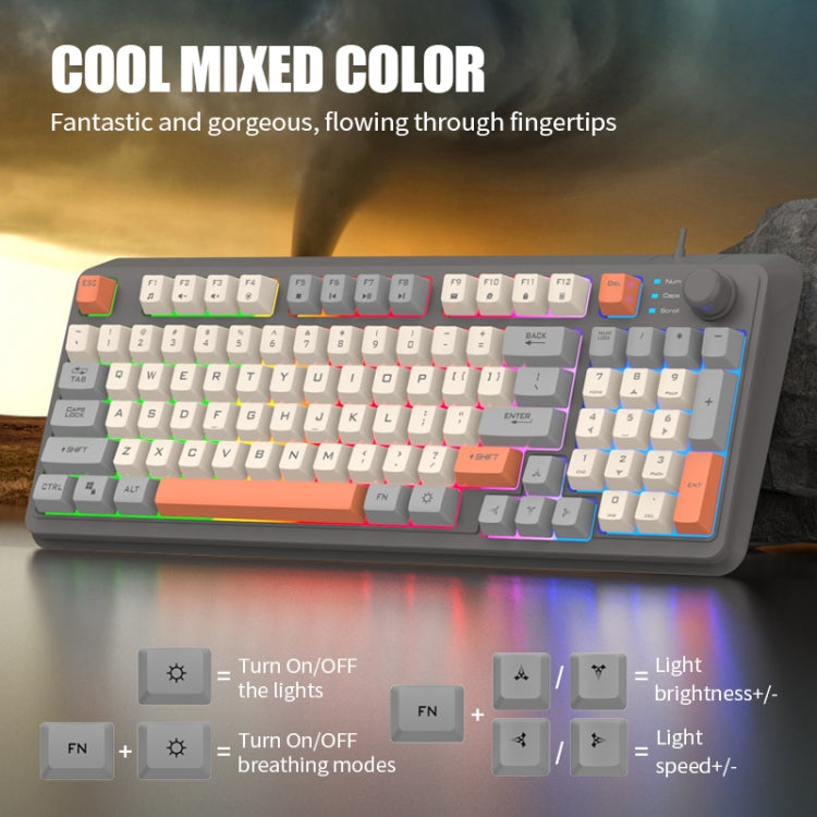 XUNFOX K82 Three-colors 94-Keys Blacklit USB Wired Gaming Keyboard, Cable Length: 1.5m(Bee) - Wired Keyboard by PMC Jewellery | Online Shopping South Africa | PMC Jewellery | Buy Now Pay Later Mobicred