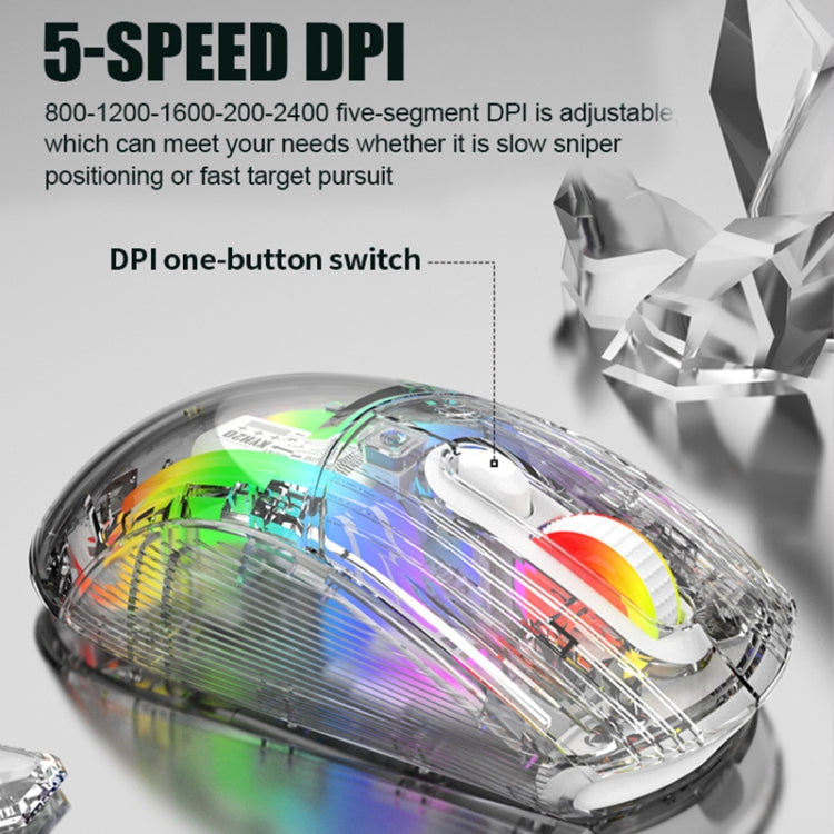 XUNFOX XYH20RGB 2.4G + BT + Wired Transparent 2400DPI RGB Light Gaming Mouse(White) - Wireless Mice by PMC Jewellery | Online Shopping South Africa | PMC Jewellery | Buy Now Pay Later Mobicred