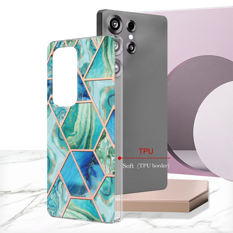 For Samsung Galaxy S25 Ultra 5G Electroplating Splicing Marble TPU Phone Case(Green) - Galaxy S25 Ultra 5G Cases by PMC Jewellery | Online Shopping South Africa | PMC Jewellery | Buy Now Pay Later Mobicred