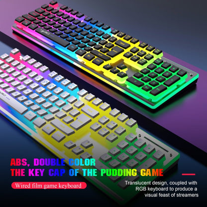 HXSJ L96 2.4G Wireless RGB Backlit Keyboard and Mouse Set 104 Pudding Key Caps + 4800DPI Mouse(White) - Wireless Keyboard by HXSJ | Online Shopping South Africa | PMC Jewellery | Buy Now Pay Later Mobicred