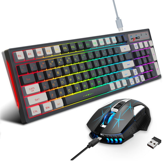 HXSJ L98 2.4G Wireless RGB Keyboard and Mouse Set 104 Keys + 1600DPI Mouse(Black) - Wireless Keyboard by HXSJ | Online Shopping South Africa | PMC Jewellery | Buy Now Pay Later Mobicred