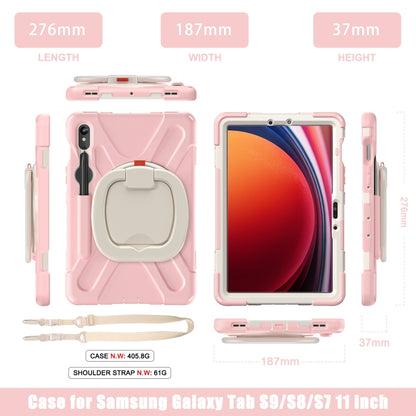 For Samsung Galaxy Tab S9 / S8 / S7 Silicone Hybrid PC Tablet Case with Holder & Shoulder Strap(Pink) - Other Galaxy Tab PC by PMC Jewellery | Online Shopping South Africa | PMC Jewellery | Buy Now Pay Later Mobicred