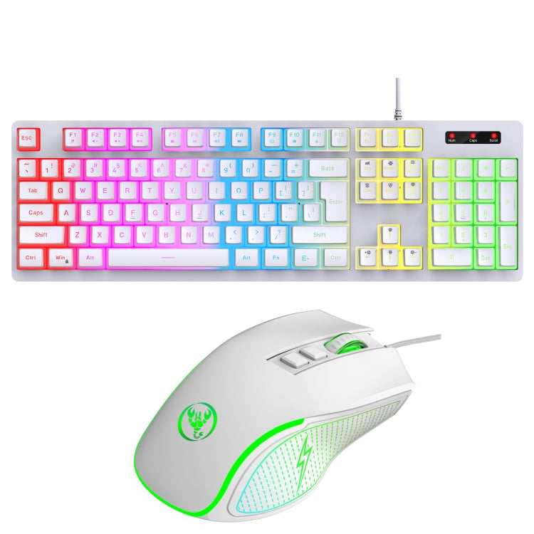 HXSJ L200+X100 Wired RGB Backlit Keyboard and Mouse Set 104 Pudding Key Caps + 3600DPI Mouse(White) - Wired Keyboard by HXSJ | Online Shopping South Africa | PMC Jewellery | Buy Now Pay Later Mobicred