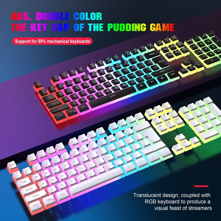 HXSJ L200+X100 Wired RGB Backlit Keyboard and Mouse Set 104 Pudding Key Caps + 3600DPI Mouse(Black) - free shipping - PMC Jewellery - Order now!