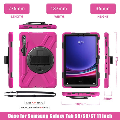 For Samsung Galaxy Tab S9 / S8 / S7 Rotary Handle Grab TPU + PC Tablet Case(Rose Red) - Galaxy Tab S9 Cases by PMC Jewellery | Online Shopping South Africa | PMC Jewellery | Buy Now Pay Later Mobicred