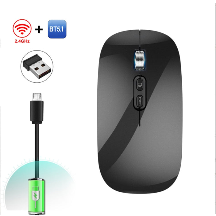 HXSJ M103 1600DPI UV Dual Mode 2.4GHz + Bluetooth 5.1 Wireless Rechargeable Mouse(Black) - Wireless Mice by HXSJ | Online Shopping South Africa | PMC Jewellery | Buy Now Pay Later Mobicred