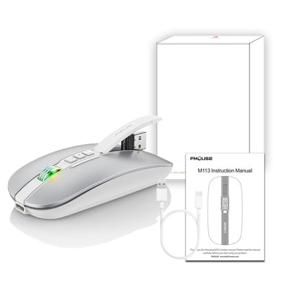 HXSJ M113 2400DPI Dual Mode 2.4GHz + Bluetooth 5.1 Wireless Mouse(Space Silver) - Wireless Mice by HXSJ | Online Shopping South Africa | PMC Jewellery | Buy Now Pay Later Mobicred