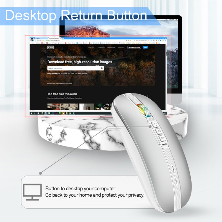 HXSJ M113 2400DPI Dual Mode 2.4GHz + Bluetooth 5.1 Wireless Mouse(Space Silver) - free shipping - PMC Jewellery - Order now!