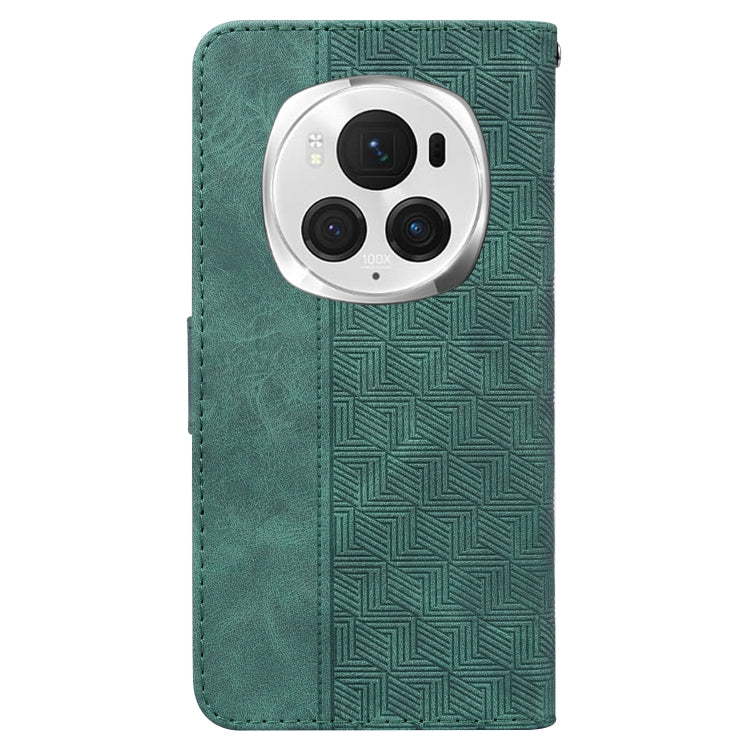 For Honor Magic6 Pro Geometric Embossed Leather Phone Case(Green) - Honor Cases by PMC Jewellery | Online Shopping South Africa | PMC Jewellery | Buy Now Pay Later Mobicred