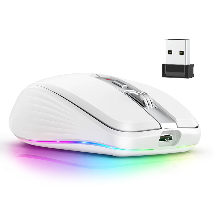 HXSJ M303 2400DPI Dual Mode 2.4GHz + Bluetooth 5.1 Wireless Mouse(White) - Wireless Mice by HXSJ | Online Shopping South Africa | PMC Jewellery | Buy Now Pay Later Mobicred