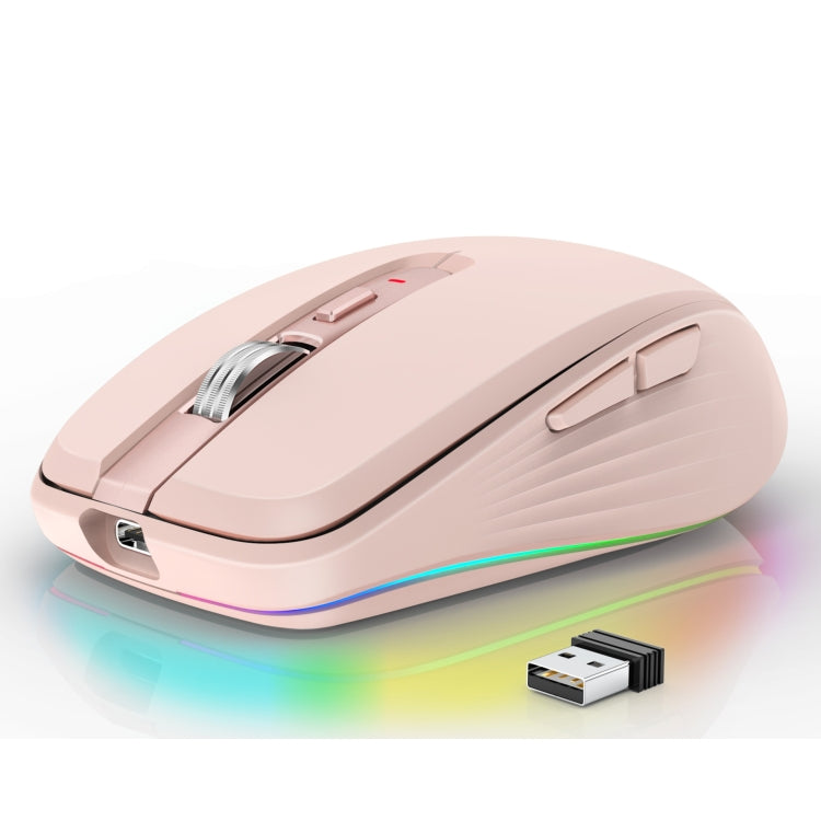 HXSJ M303 2400DPI Dual Mode 2.4GHz + Bluetooth 5.1 Wireless Mouse(Pink) - Wireless Mice by HXSJ | Online Shopping South Africa | PMC Jewellery | Buy Now Pay Later Mobicred