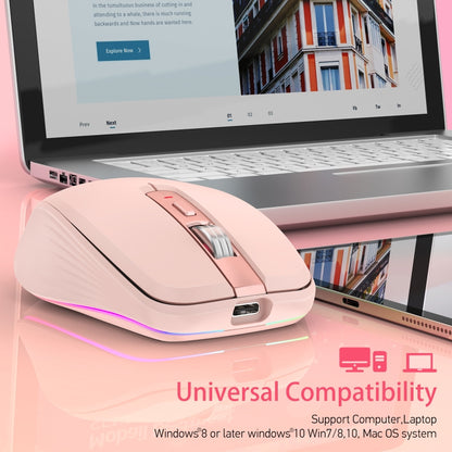 HXSJ M303 2400DPI Dual Mode 2.4GHz + Bluetooth 5.1 Wireless Mouse(Pink) - Wireless Mice by HXSJ | Online Shopping South Africa | PMC Jewellery | Buy Now Pay Later Mobicred