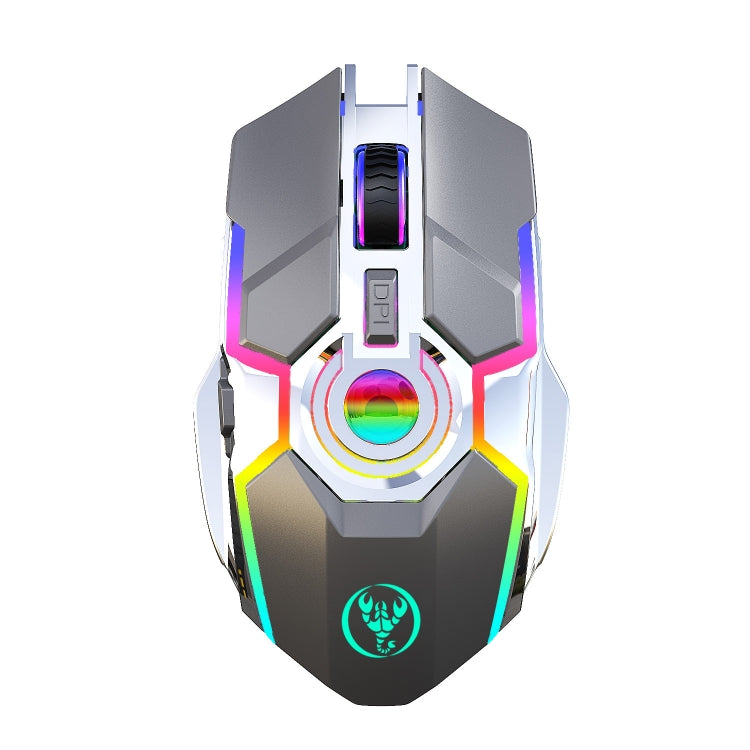 HXSJ T30 2400DPI RGB 2.4GHz Wireless Mouse(Metallic Grey) - Wireless Mice by HXSJ | Online Shopping South Africa | PMC Jewellery | Buy Now Pay Later Mobicred